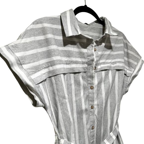 Polagram cotton button down midi dress with a striped pattern - Picture 5 of 8